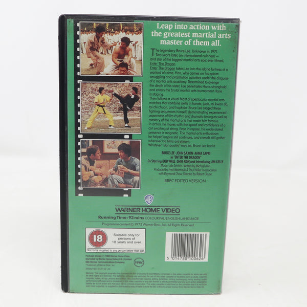 Vintage 1988 80s Warner Home Video Bruce Lee Enter The Dragon PAL VHS (Video Home System) Tape Martial Arts Retro Movie Film