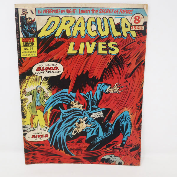 Vintage 1975 70s Marvel Comics Dracula Lives Comic Book No. 35 Issue Rare Retro