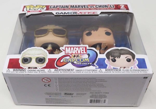 Funko POP! Games Marvel Vs. Capcom Infinite Captain Marvel Vs. Chun-Li Marvel Gamerverse Vinyl Bobble-Heads Figures 2 Pack Set Boxed
