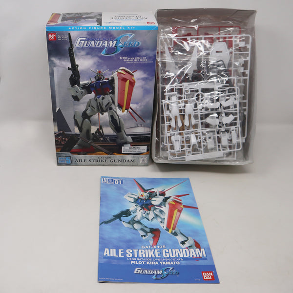 Vintage 2002 Bandai Gundam Seed Mobile Suit Aile Strike Gundam GAT-X105 1/100 Scale Action Figure Model Kit Unassembled Boxed Japan