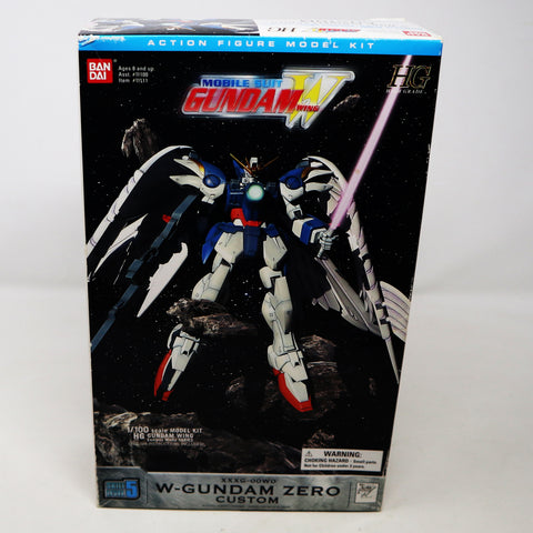 Vintage 1997 90s Bandai Gundam W Wing W-Gundam Zero Custom Mobile Suit XXXG-00W0 Wing Gundam 0 HG 1/100 Scale Model Kit Assembled Boxed Japan