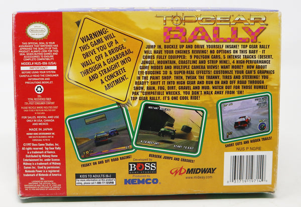 Vintage 1997 90s Nintendo 64 N64 Top Gear Rally Racing Video Game Boxed USA NTSC 1-2 Players