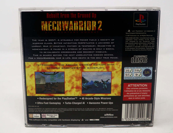 Vintage 1997 90s Playstation 1 PS1 Mechwarrior 2 Video Game Pal Version 1 Player
