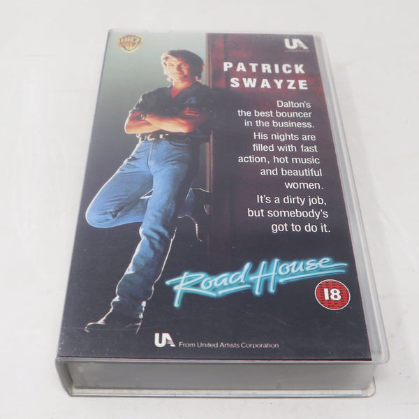 Vintage 1989 80s MGA / UA Home Video Patrick Swayze Road House PAL VHS (Video Home System) Tape Action Thriller Retro Movie Film
