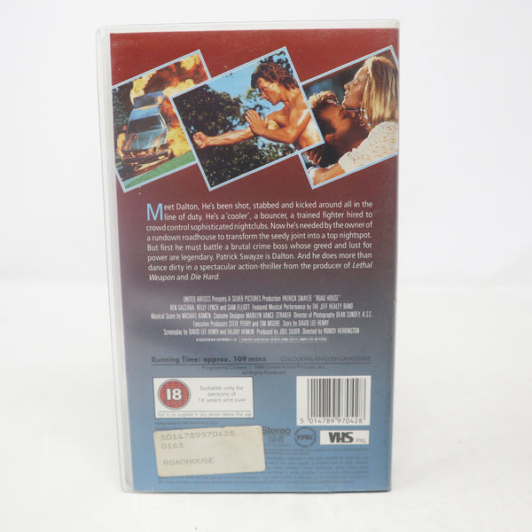 Vintage 1989 80s MGA / UA Home Video Patrick Swayze Road House PAL VHS (Video Home System) Tape Action Thriller Retro Movie Film