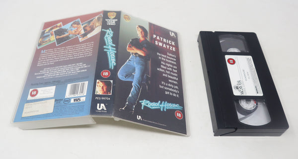 Vintage 1989 80s MGA / UA Home Video Patrick Swayze Road House PAL VHS (Video Home System) Tape Action Thriller Retro Movie Film