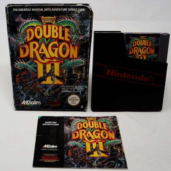 Vintage 1990 90s Nintendo Entertainment System NES Double Dragon III 3 The Sacred Stones Arcade Fighting Video Game Boxed Pal A