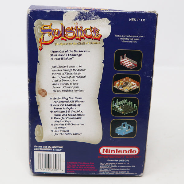 Vintage 1991 90s Nintendo Entertainment System NES Solstice The Quest For The Staff Of Demnos Video Game Boxed Pal