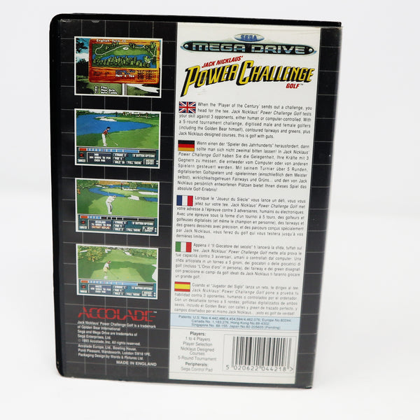 Vintage 1993 90s Sega Mega Drive Megadrive Jack Nicklaus' Power Challenge Golf 16-Bit Cartridge Video Game Boxed Pal 1-4 Players