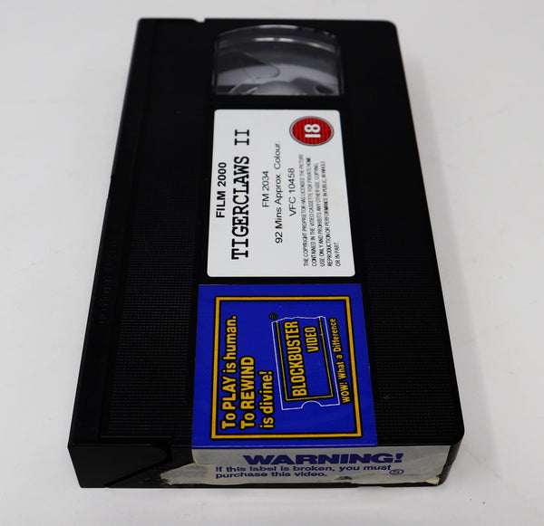 Vintage 1999 90s Tiger Claws II 2 VHS Video Home System Tape Rare Big Box Version Jahal Merhi Cynthia Rothrock Bolo Yeung Martial Arts Rare Blockbuster Video Ex-Rental