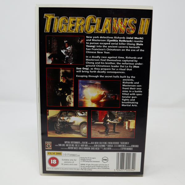 Vintage 1999 90s Tiger Claws II 2 VHS Video Home System Tape Rare Big Box Version Jahal Merhi Cynthia Rothrock Bolo Yeung Martial Arts Rare Blockbuster Video Ex-Rental