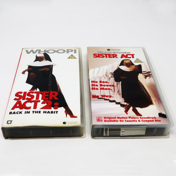 Vintage Touchstone Home Video Whoopi Goldberg Sister Act 1 & Sister Act 2 : Back In The Habit PAL VHS (Video Home System) Tapes Lot