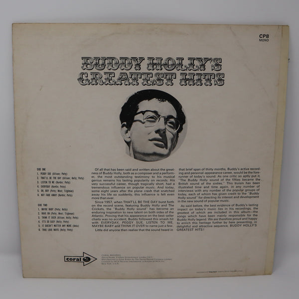Vintage 1968 60s Coral Records Buddy Holly - Buddy Holly's Greatest Hits Compilation 12" LP Album Vinyl Record Mono UK Version