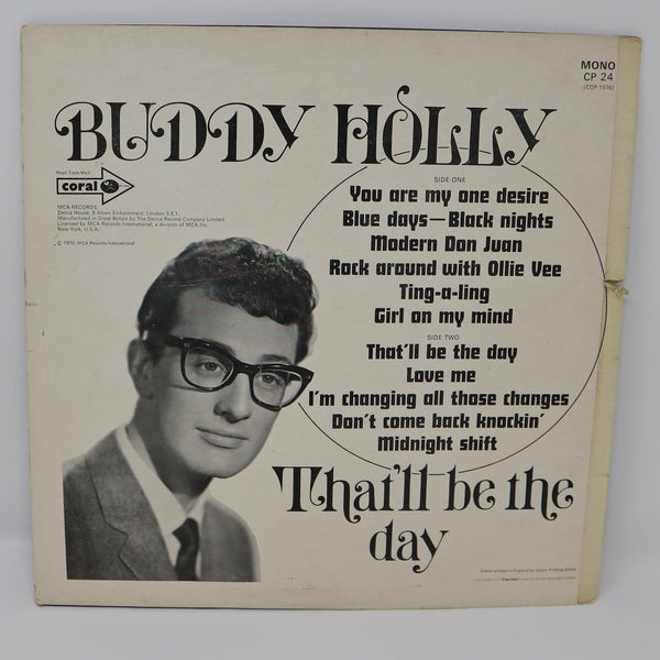 Vintage 1970 70s Coral Records Buddy Holly - That'll Be The Day 12" LP Album Vinyl Record Mono Reissue UK Version