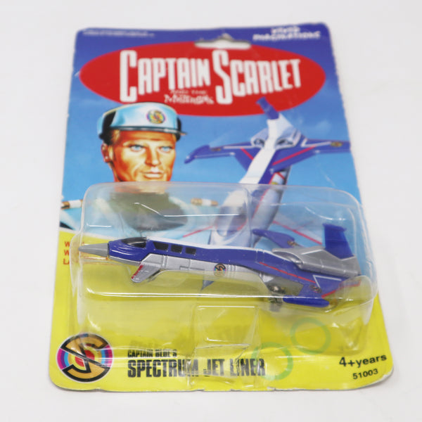 Vintage 1993 90s Vivid Imaginations Captain Scarlet And The Mysterons Captain Blue's Spectrum Jet Liner Vehicle Carded MOC