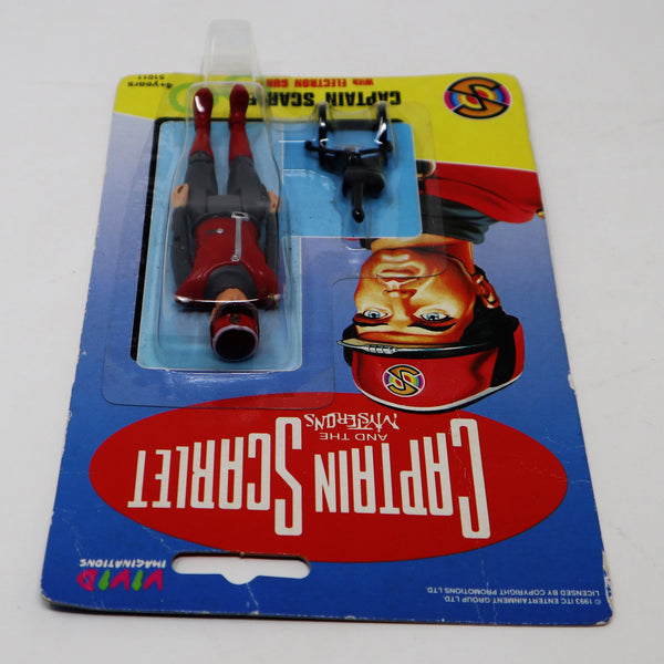 Vintage 1993 90s Vivid Imaginations Captain Scarlet And The Mysterons Captain Scarlet With Electric Gun 4" Action Figure Carded MOC