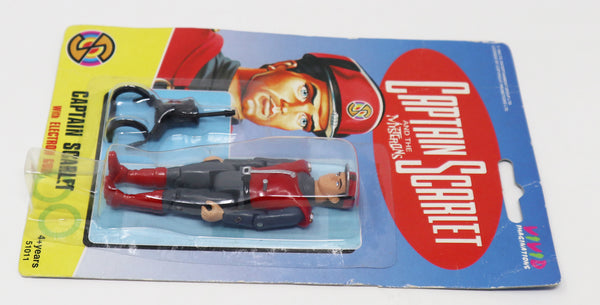 Vintage 1993 90s Vivid Imaginations Captain Scarlet And The Mysterons Captain Scarlet With Electric Gun 4" Action Figure Carded MOC