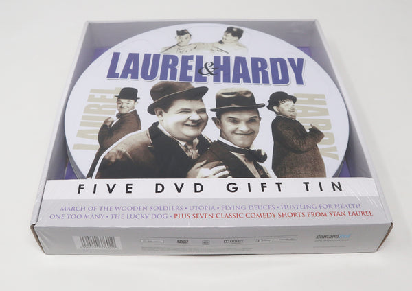 2015 Laurel & Hardy Five Movies + Classic Comedy Shorts DVD Gift Tin Complete Boxed Sealed Stan Laurel Oliver Hardy
