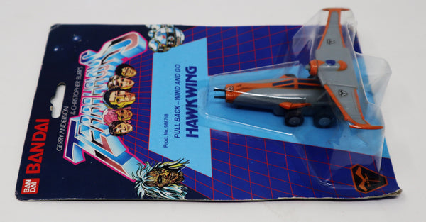 Vintage 1983 80s Bandai Gerry Anderson & Christopher Burr's Terrahawks Hawkwing Pull Back - Wind And Go Space Vehicle Prod. 988718 Carded MOC