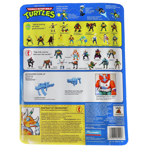 Vintage 1990 90s Playmates Toys Teenage Mutant Ninja Turtles (TMNT) Triceraton Action Figure Carded MOC