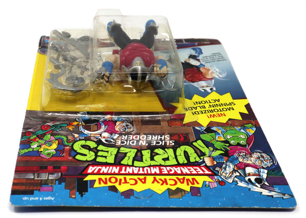 Vintage 1990 90s Playmates Toys Teenage Mutant Ninja Turtles (TMNT) Wacky Action Slice 'N Dice Shredder Action Figure Carded MOC
