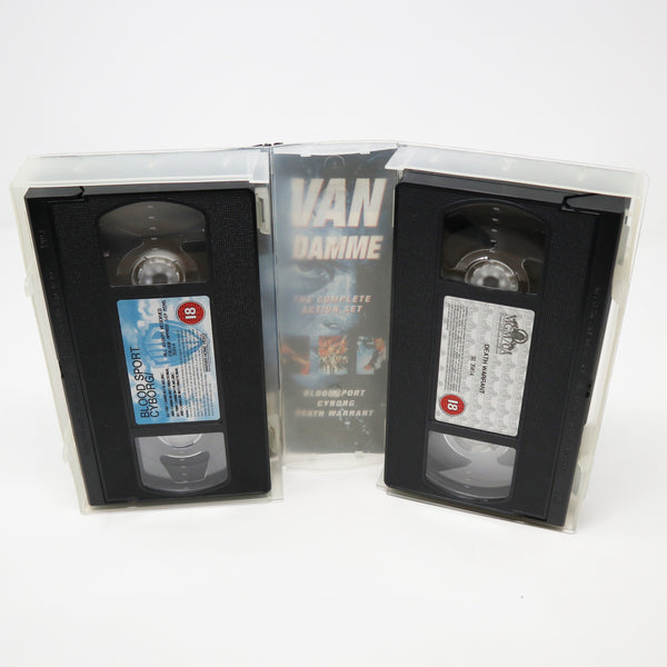 Vintage 1994 90s MGM / UA Home Video Jean-Claude Van Damme The Complete Action Set (Bloodsport, Cyborg & Death Warrant) PAL VHS (Video Home System) Tape