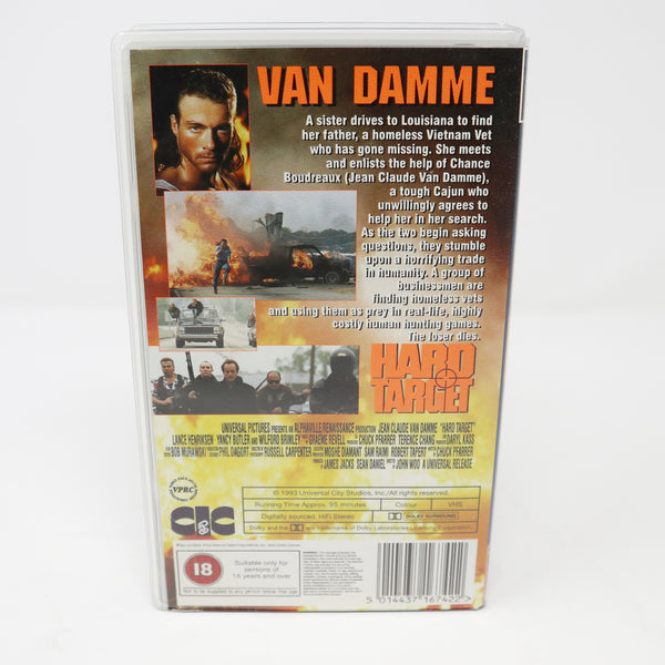 Vintage 1993 90s Universal Pictures Jean-Claude Van Damme Hard Target A John Woo Film PAL VHS (Video Home System) Tape