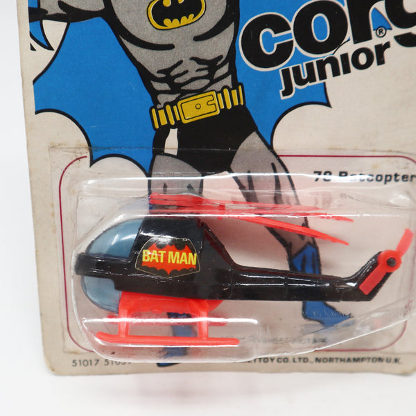 Vintage 1976 70s Corgi Juniors 78 Batman Batcopter Die-Cast Vehicle MOC Carded