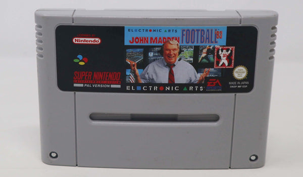 Vintage 1990s Super Nintendo Entertainment System SNES John Madden Football '93 Cartridge Video Game Boxed Pal Version