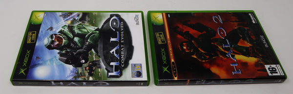 Vintage 2002 2004 Microsoft Xbox X-Box Halo & Halo 2 Combat Video Game Lot PAL 1-4 Players