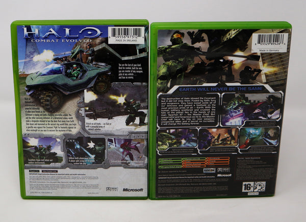Vintage 2002 2004 Microsoft Xbox X-Box Halo & Halo 2 Combat Video Game Lot PAL 1-4 Players