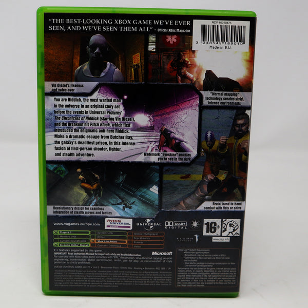 Vintage 2004 Microsoft Xbox X-Box The Chronicles Of Riddick Escape From Butcher Bay Video Game PAL 1 Player