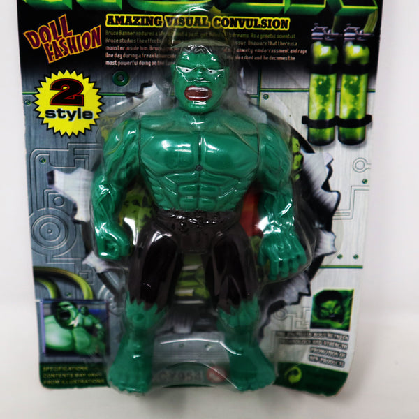 Vintage Technology And Strength Doll Fashion Incredible Hulk Knock Off Bootleg Action Figure With Amazing Visual Convulsion No. CY954 MOC Carded Rare Retro