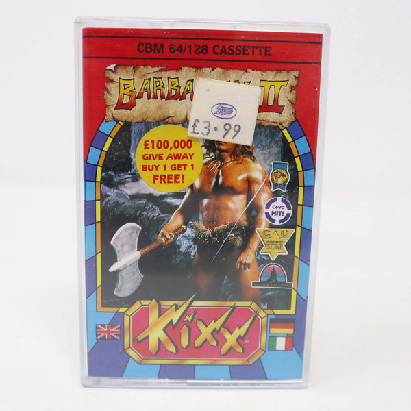 Vintage 1989 80s Commodore 64 C64 CBM 64 / 128 Barbarian II 2 The Dungeon Of Drax Cassette Tape Video Game