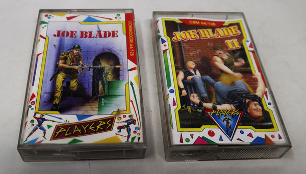 Vintage 1987 1988 80s Commodore 64 C64 CBM 64 / 128 Joe Blade 1 & Joe Blade II 2 Cassette Tapes Video Games Lot Retro
