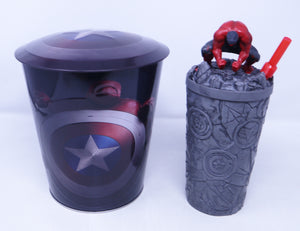Odeon Cinema Marvel Studios Captain America Brave New World Movie Popcorn Tin Bucket + Plastic Drink Cup With Straw & Hulk Topper Lid NEW Promotional Souvenir Bundle Lot