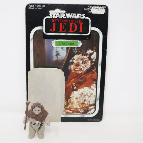 Vintage 1983 80s Palitoy Star Wars Return Of The Jedi Chief Chirpa Ewok Action Figure Complete + Cardback Retro