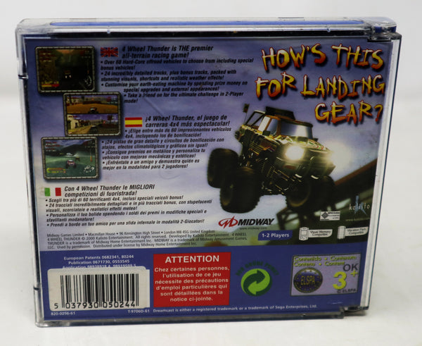 Vintage 2000 Sega Dreamcast 4 Wheel Thunder All Terrain Racing Video Game Pal 1-2 Players Retro