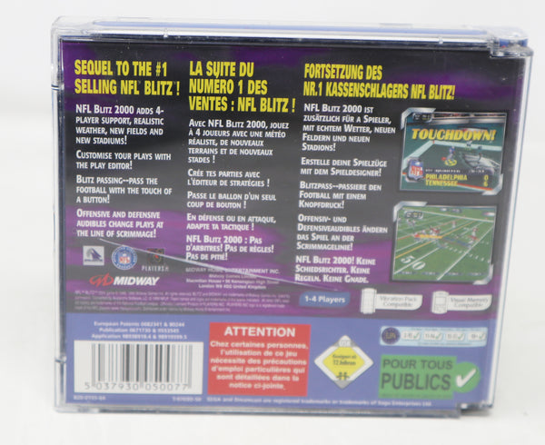 Vintage 2000 Sega Dreamcast NFL Blitz 2000 Video Game Pal Version 1-4 Players Retro