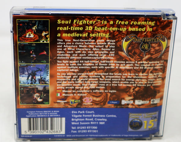 Vintage 1999 90s Sega Dreamcast Soul Fighter Video Game Pal Version 1 Player Retro