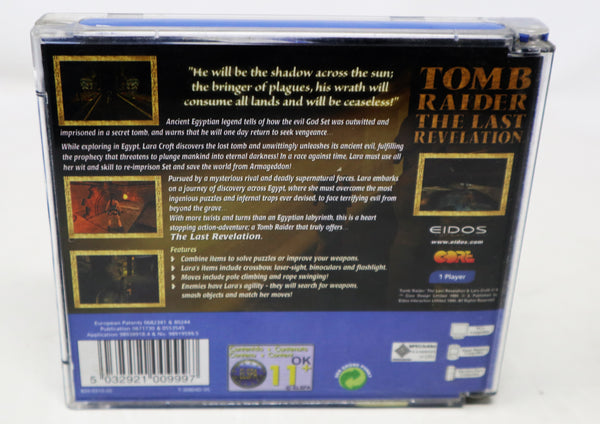 Vintage 1999 90s Sega Dreamcast Tomb Raider The Last Revelation Lara Croft Video Game Pal Version 1 Player Retro