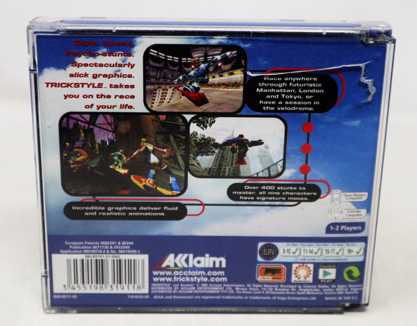 Vintage 1999 90s Sega Dreamcast Trickstyle Trick Style Skateboarding Video Game Pal Version 1-2 Players Retro