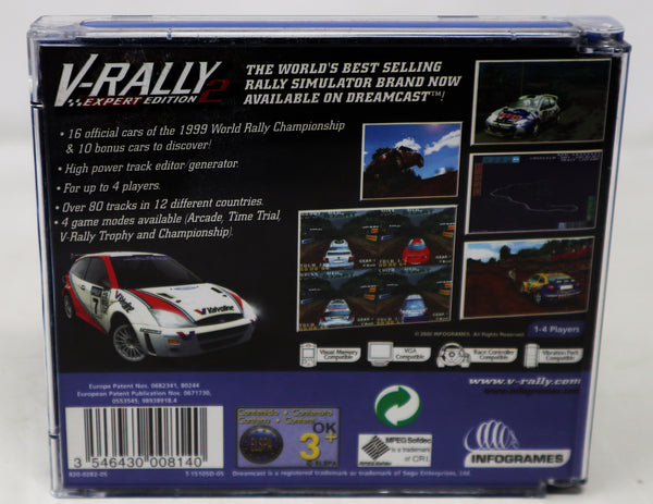 Vintage 2000 Sega Dreamcast V-Rally 2 Expert Edition Racing Video Game Pal Version 1-4 Players Retro