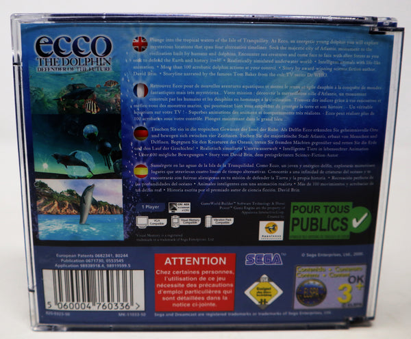 Vintage 2000 Sega Dreamcast Ecco The Dolphin Defender Of The Future Game Pal 1 Player Retro