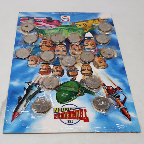 Vintage 1993 90s Fina ITC Entertainment Thunderbirds The Thunderbirds Collection Coin Medal Wall Chart Carded MOC Sealed Rare Gerry Anderson