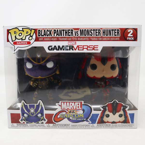Funko POP! Games Marvel Vs. Capcom Infinite Black Panthor Vs. Monster Hunter Marvel Gamerverse Vinyl Figures 2 Pack Set Boxed