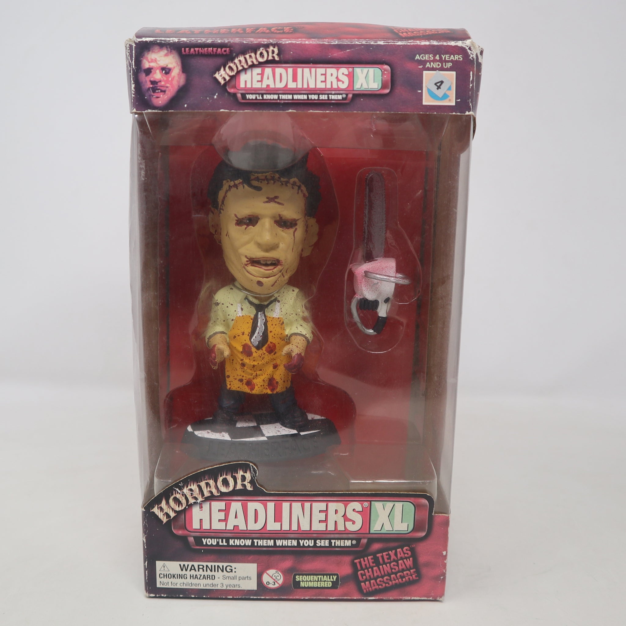 Vintage 1999 90s Horror Headliners XL The Texas Chainsaw Massacre Leatherface 6" Figure Sculpture + Numbered Certificate Of Authenticity Boxed