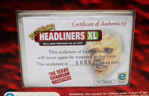 Vintage 1999 90s Horror Headliners XL The Texas Chainsaw Massacre Leatherface 6" Figure Sculpture + Numbered Certificate Of Authenticity Boxed