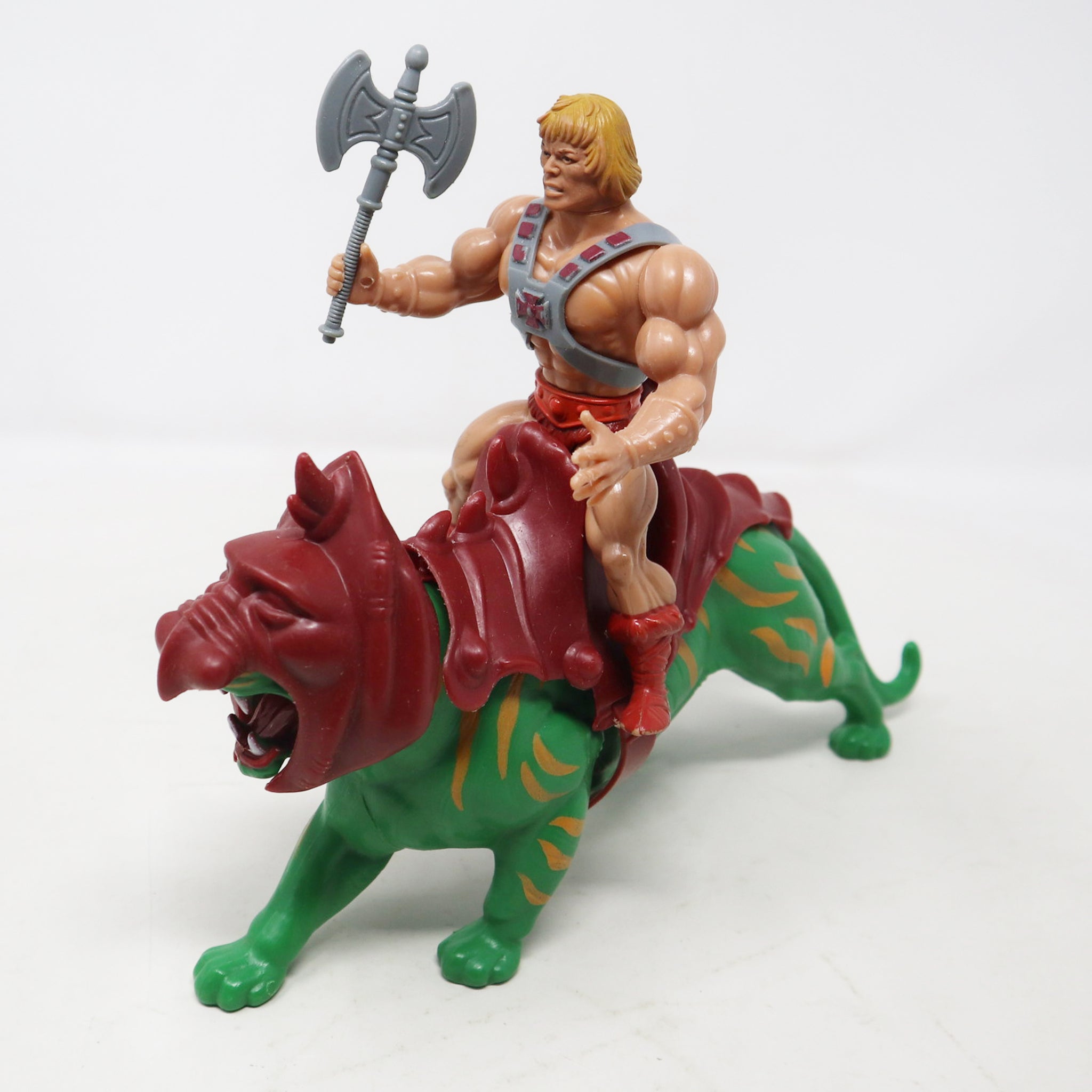 Vintage 1981 80s Mattel MOTU Masters Of The Universe He-Man & Battle Cat Battlecat Action Figures Lot Rare