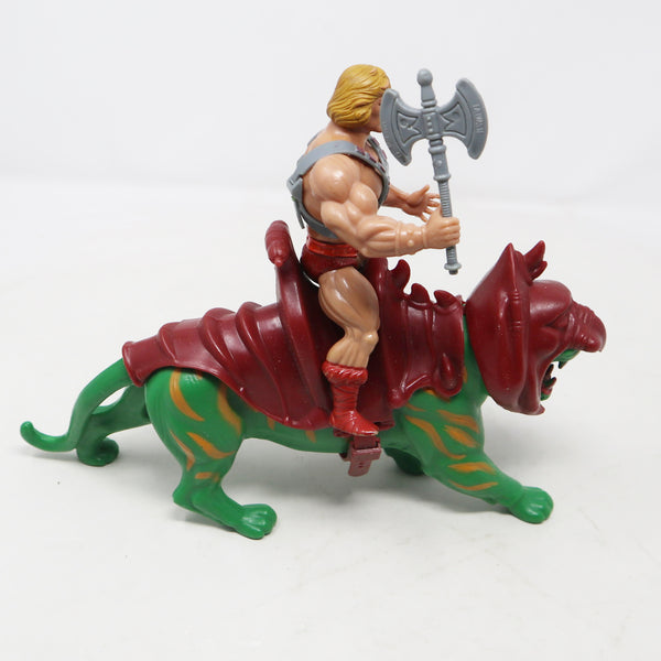 Vintage 1981 80s Mattel MOTU Masters Of The Universe He-Man & Battle Cat Battlecat Action Figures Lot Rare